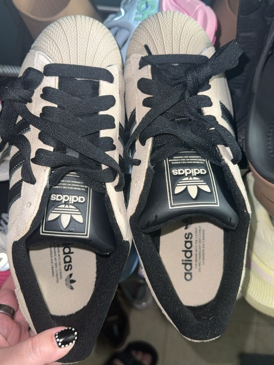 adidas Other - adidas Men’s Beige and Black Superstar Shell-Toe Sneakers